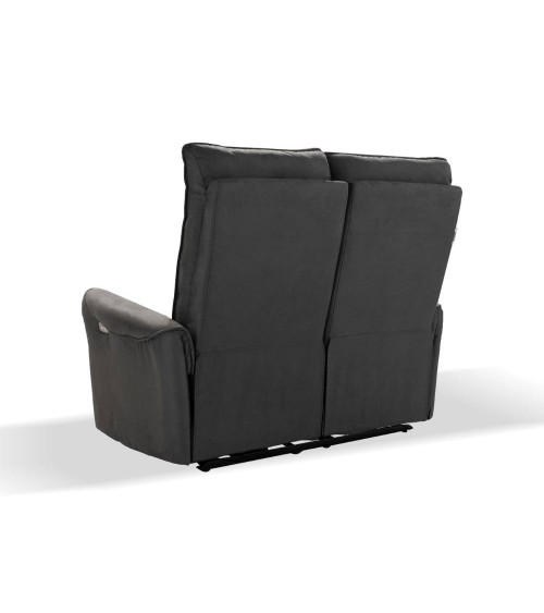 Divano 2 posti Thun 2 recliner elettrici effetto nabuk grigio D120