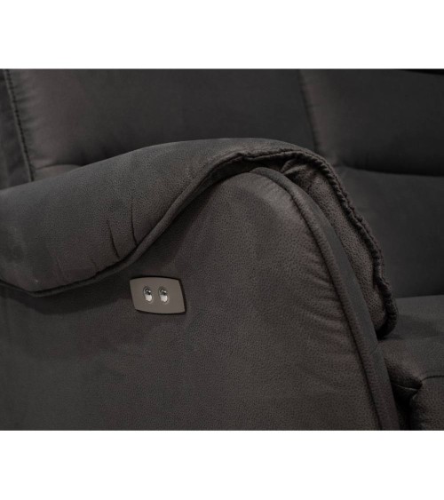 Divano 2 posti Thun 2 recliner elettrici effetto nabuk grigio D120