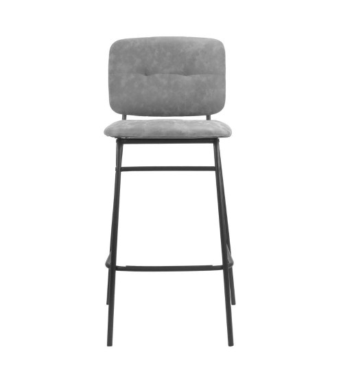 Sgabello Ross in velluto grigio con gambe nere