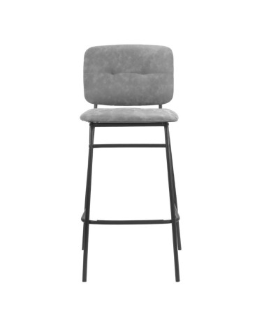 Sgabello Ross in velluto grigio con gambe nere