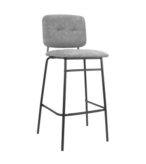 Sgabello Ross in velluto grigio con gambe nere