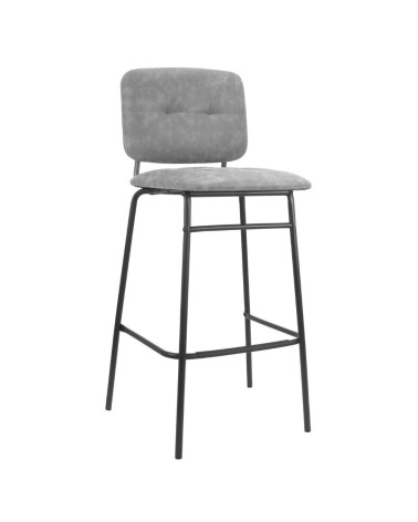 Sgabello Ross in velluto grigio con gambe nere