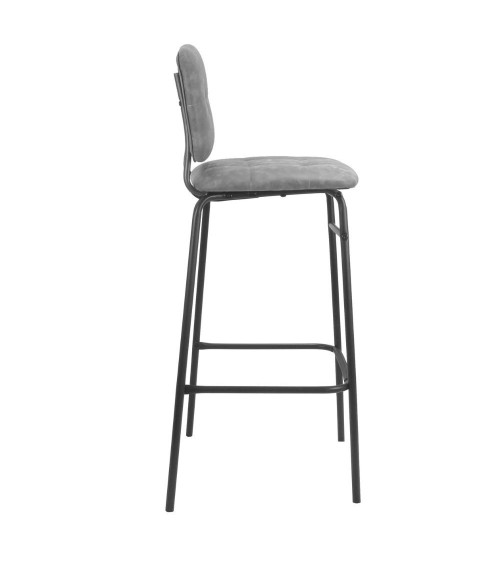 Sgabello Ross in velluto grigio con gambe nere