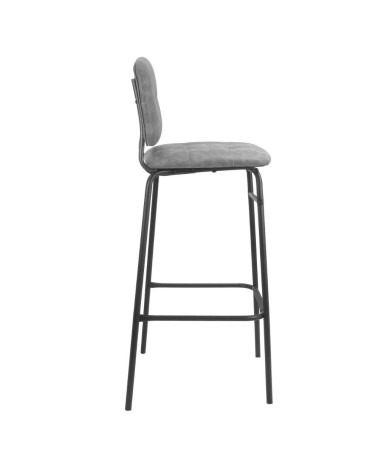 Sgabello Ross in velluto grigio con gambe nere