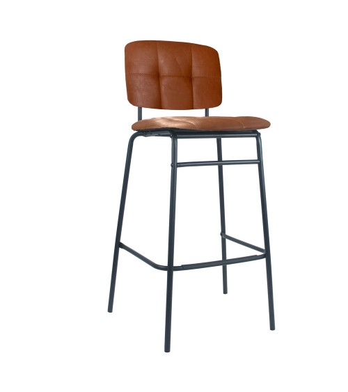 Sgabello Ross in ecopelle color mattone con gambe nere