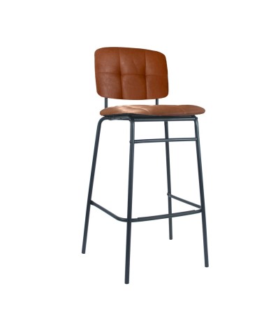 Sgabello Ross in ecopelle color mattone con gambe nere