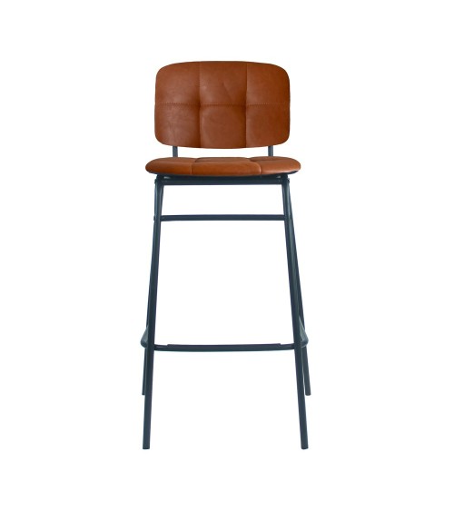 Sgabello Ross in ecopelle color mattone con gambe nere