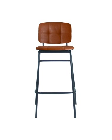 Sgabello Ross in ecopelle color mattone con gambe nere