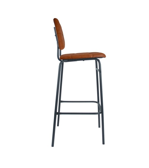 Sgabello Ross in ecopelle color mattone con gambe nere