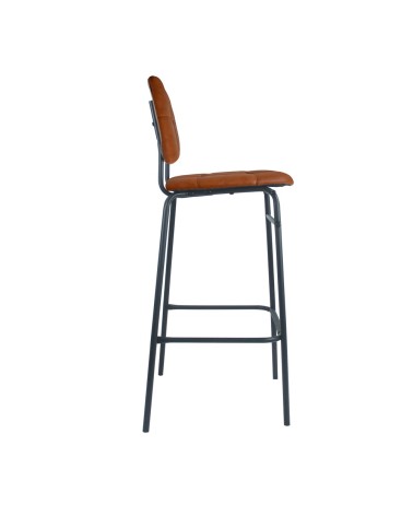 Sgabello Ross in ecopelle color mattone con gambe nere