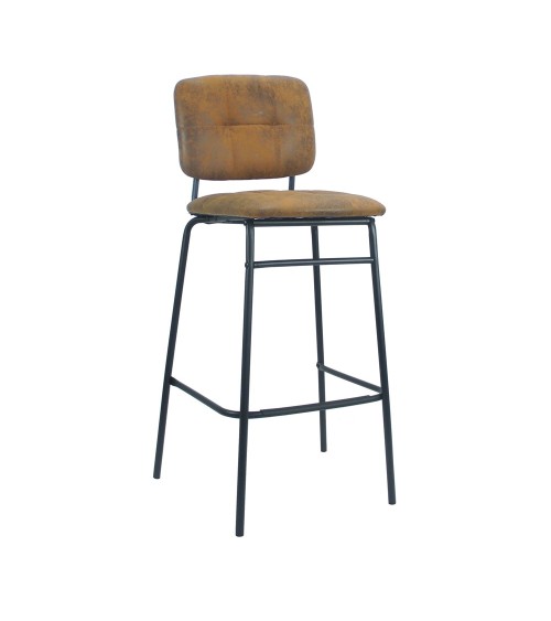 Sgabello Ross in tessuto color ruggine con gambe nere