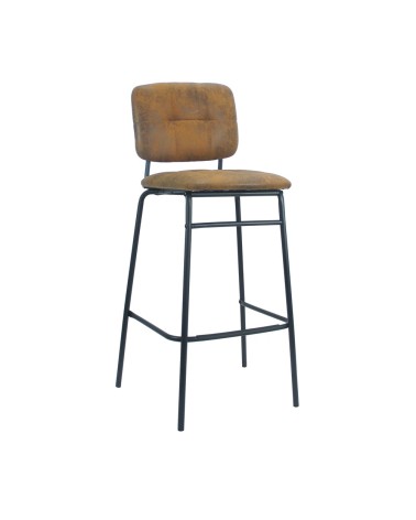 Sgabello Ross in tessuto color ruggine con gambe nere