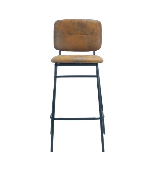 Sgabello Ross in tessuto color ruggine con gambe nere