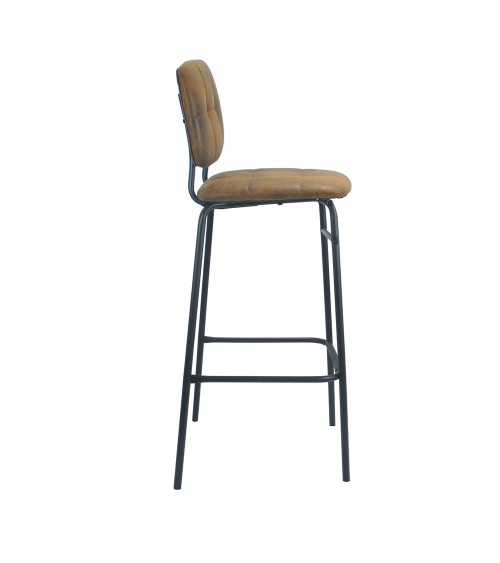 Sgabello Ross in tessuto color ruggine con gambe nere