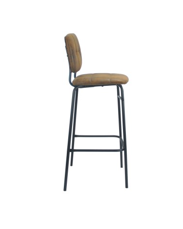 Sgabello Ross in tessuto color ruggine con gambe nere