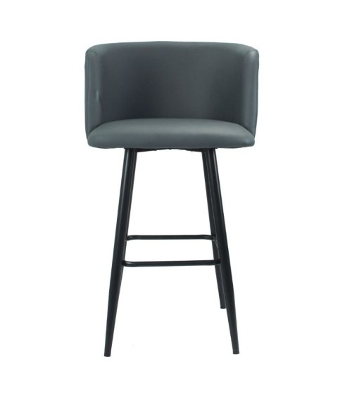 Sgabello Limin in ecopelle grigio con gambe nere opache