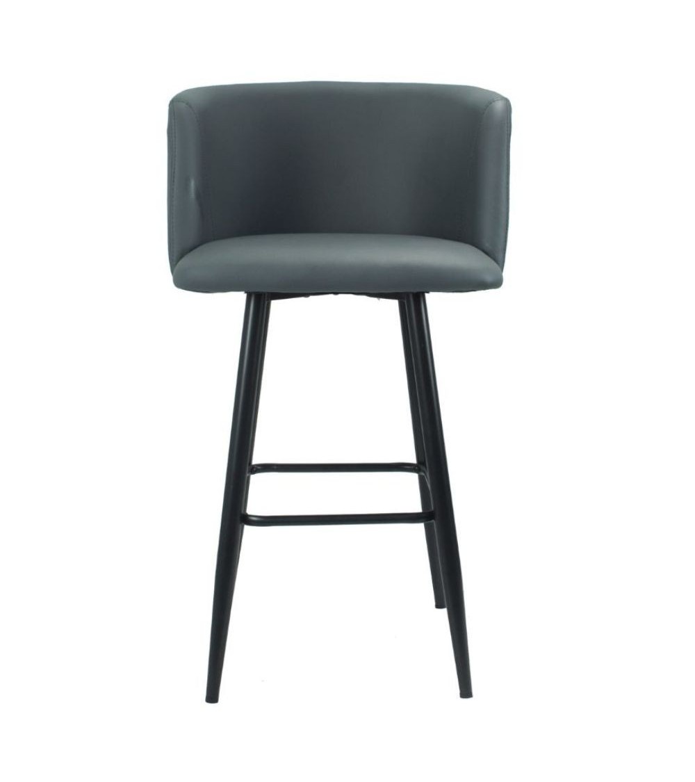 Sgabello Limin in ecopelle grigio con gambe nere opache