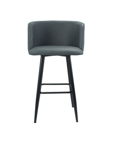 Sgabello Limin in ecopelle grigio con gambe nere opache