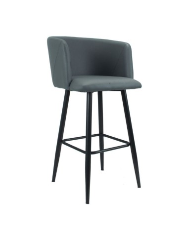 Sgabello Limin in ecopelle grigio con gambe nere opache