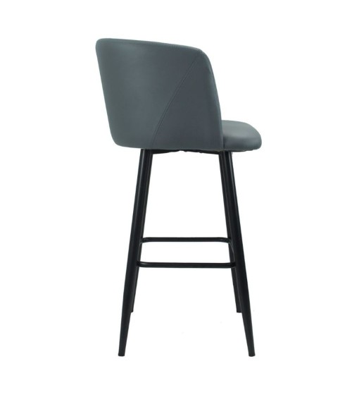 Sgabello Limin in ecopelle grigio con gambe nere opache