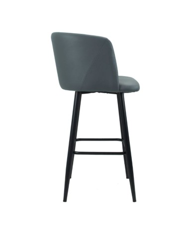Sgabello Limin in ecopelle grigio con gambe nere opache