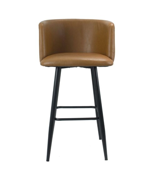 Sgabello Limin in ecopelle tortora con gambe nere opache