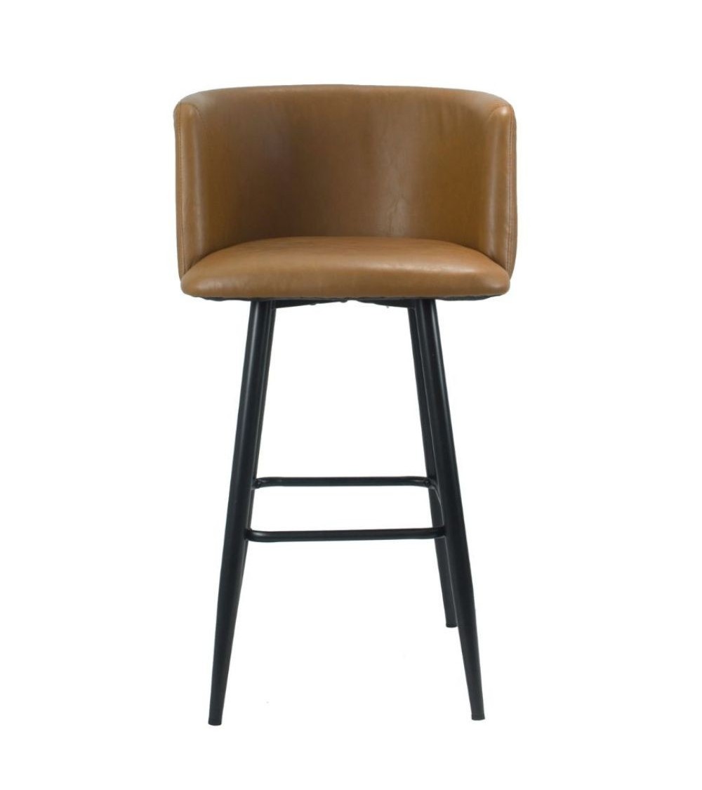 Sgabello Limin in ecopelle tortora con gambe nere opache