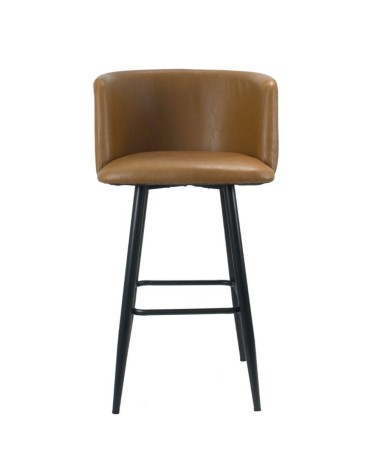 Sgabello Limin in ecopelle tortora con gambe nere opache