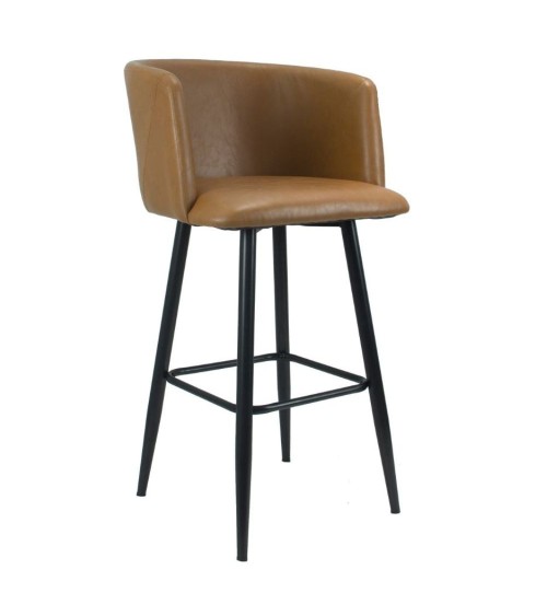 Sgabello Limin in ecopelle tortora con gambe nere opache