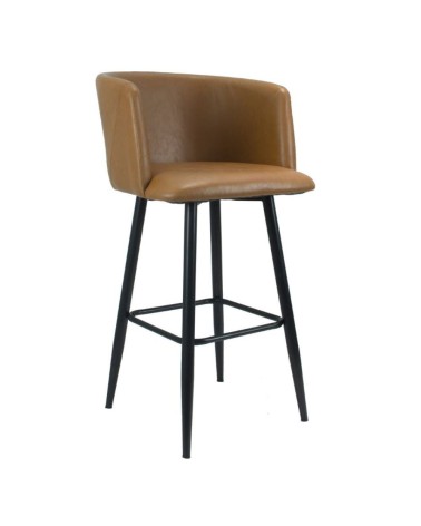 Sgabello Limin in ecopelle tortora con gambe nere opache