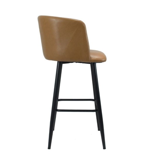 Sgabello Limin in ecopelle tortora con gambe nere opache