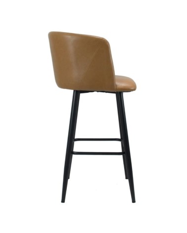 Sgabello Limin in ecopelle tortora con gambe nere opache
