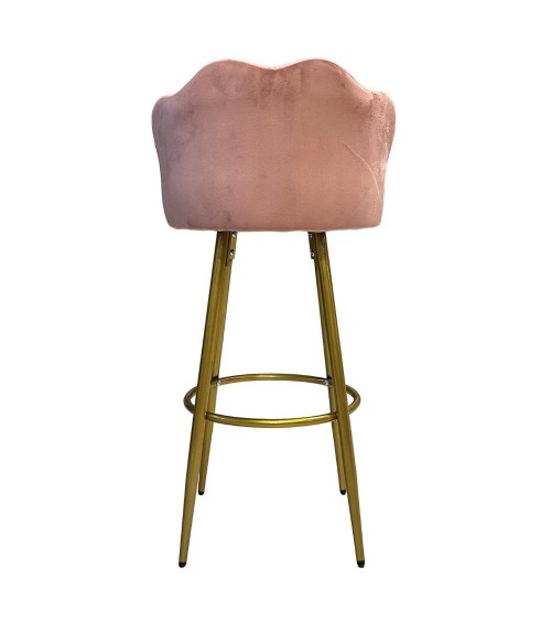 Sgabello Orel in velluto rosa con gambe dorate opache