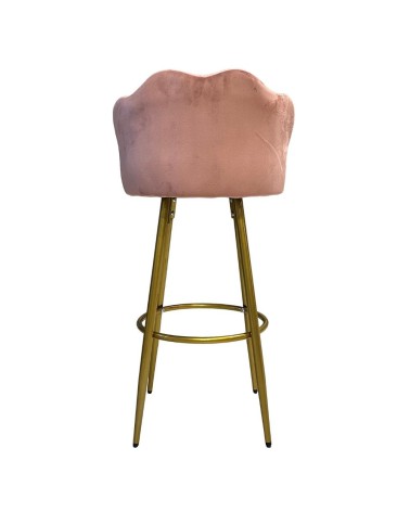 Sgabello Orel in velluto rosa con gambe dorate opache