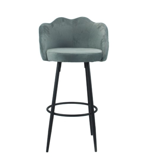 Sgabello Orel in velluto grigio con gambe nere opache