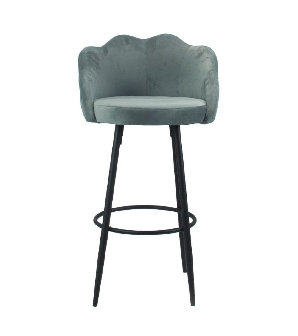 Sgabello Orel in velluto grigio con gambe nere opache