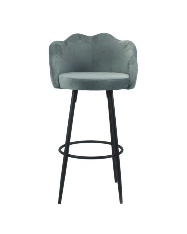 Sgabello Orel in velluto grigio con gambe nere opache