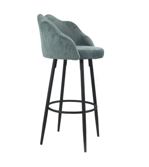 Sgabello Orel in velluto grigio con gambe nere opache