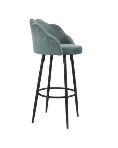 Sgabello Orel in velluto grigio con gambe nere opache