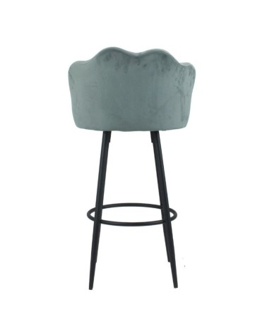 Sgabello Orel in velluto grigio con gambe nere opache