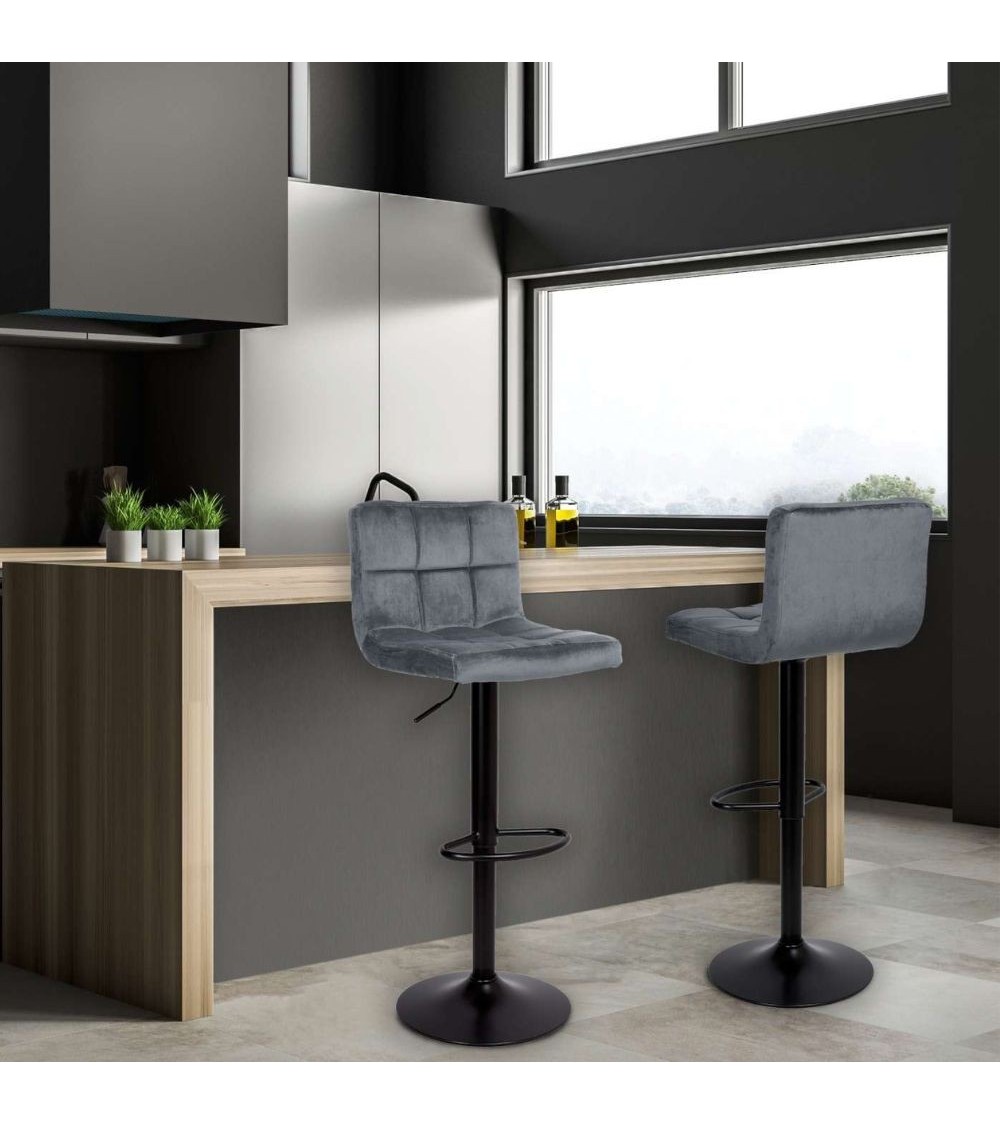 Sgabello regolabile Mosva colore grigio con gambe nere opache