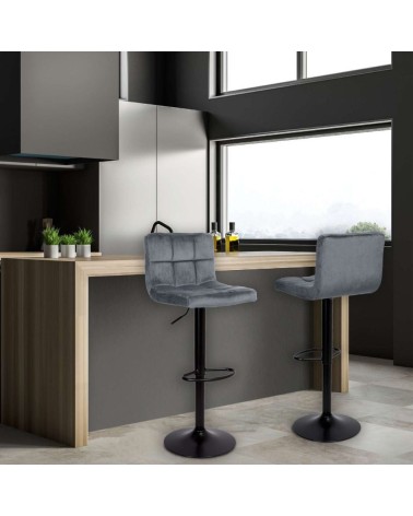 Sgabello regolabile Mosva colore grigio con gambe nere opache