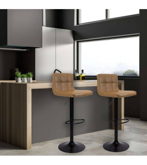 Sgabello regolabile Mosva colore ruggine con gambe nere opache