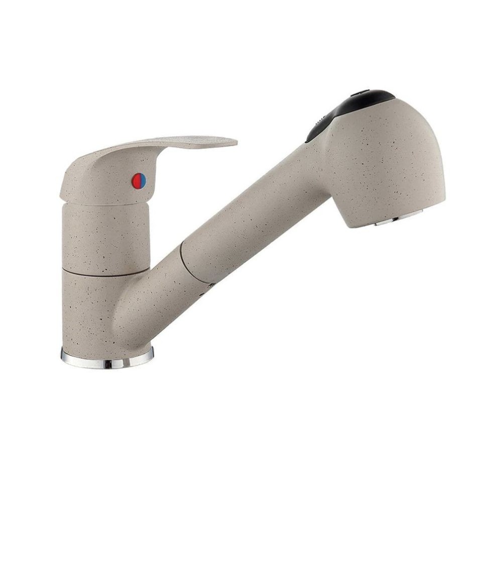 Miscelatore da cucina doccetta estraibile Paini Mixo 45Q573TCZ granito avena grigio terra