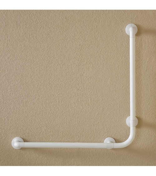 Corrimano angolare di sicurezza 78 x 78 cm per disabili colore bianco