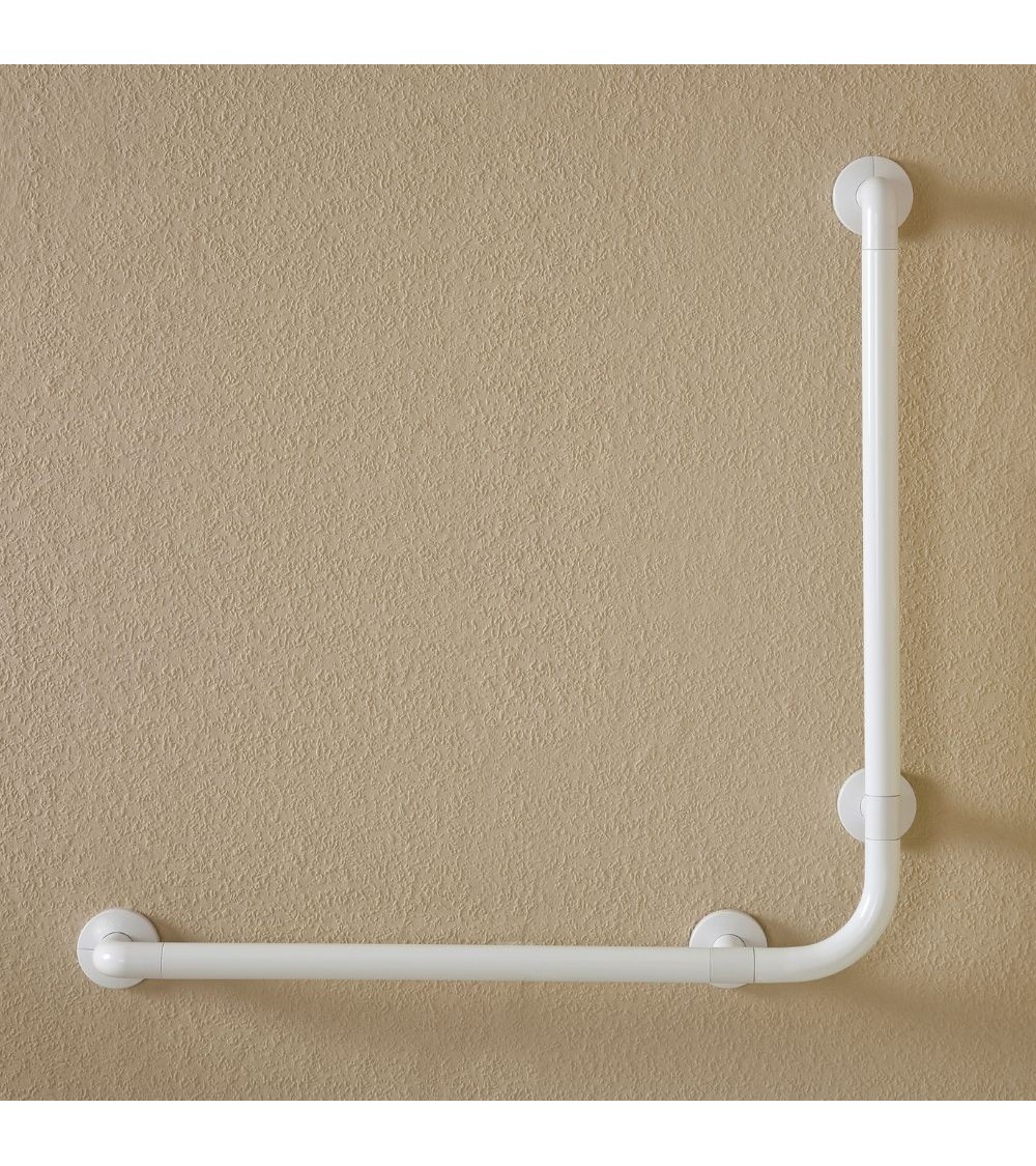 Corrimano angolare di sicurezza 78 x 78 cm per disabili colore bianco