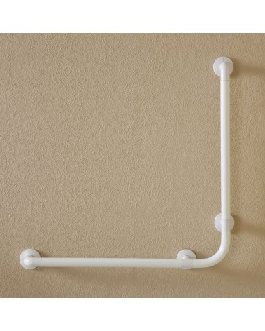 Corrimano angolare di sicurezza 78 x 78 cm per disabili colore bianco