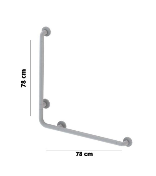 Corrimano angolare di sicurezza 78 x 78 cm per disabili colore bianco
