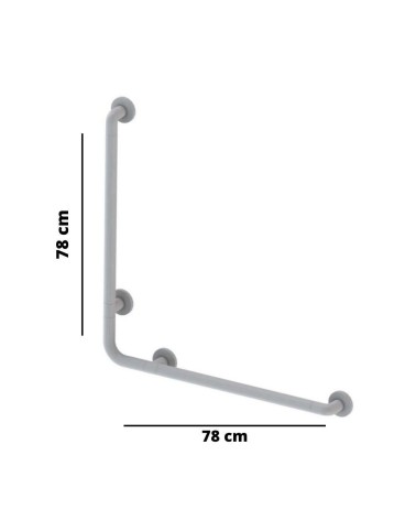 Corrimano angolare di sicurezza 78 x 78 cm per disabili colore bianco