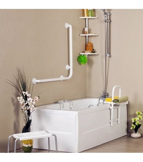 Corrimano angolare di sicurezza 78 x 78 cm per disabili colore bianco